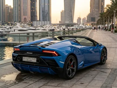 Lamborghini Huracán Evo Spyder for rent in Dubai, rear view