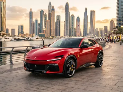 Ferrari Purosangue للإيجار في دبي، منظر أمامي